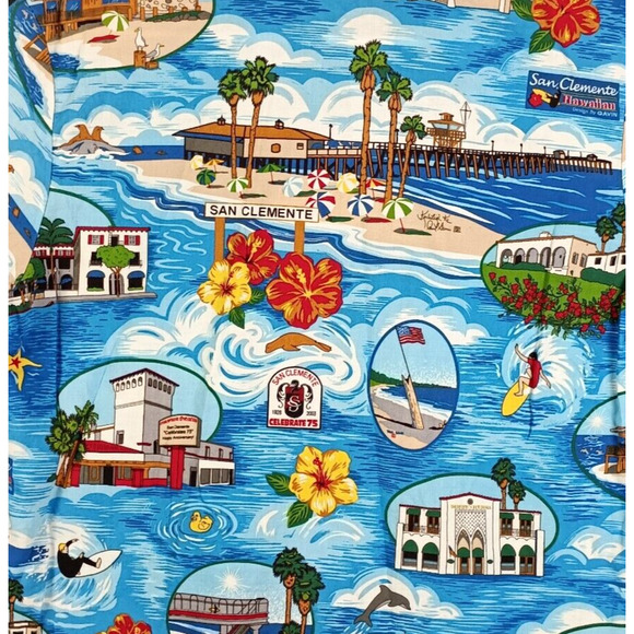San Clemente City Hawaiian Shirt Youth Medium Blue Designs by Gavin - Picture 7 of 9